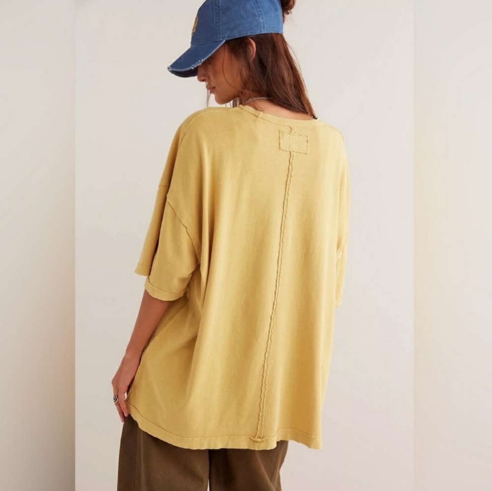 Free People Devon Tee Pampas Yellow XS NWT - Picture 5 of 7